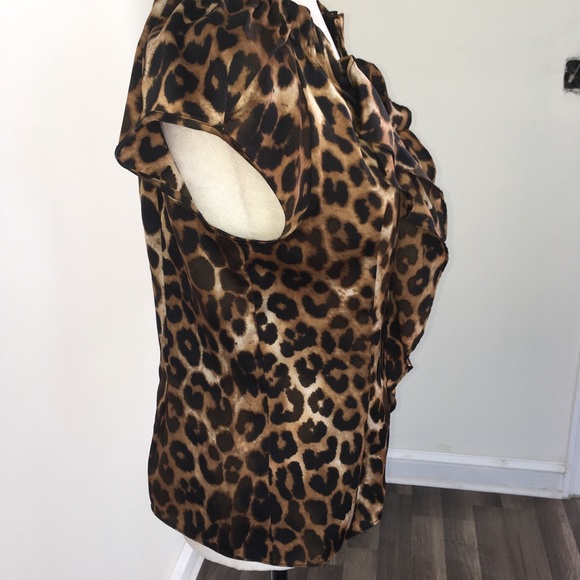 Express Leopard Print Ruffle Blouse - Picture 6 of 6